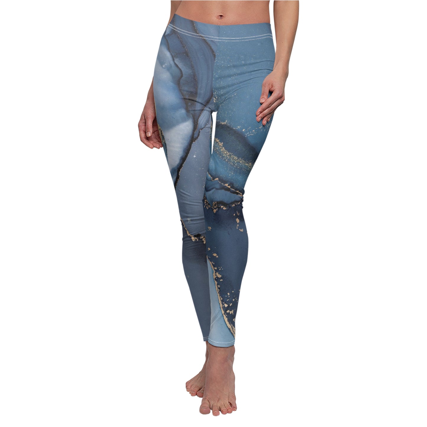 Blue Drawing Women's Cut & Sew Casual Leggings (AOP)