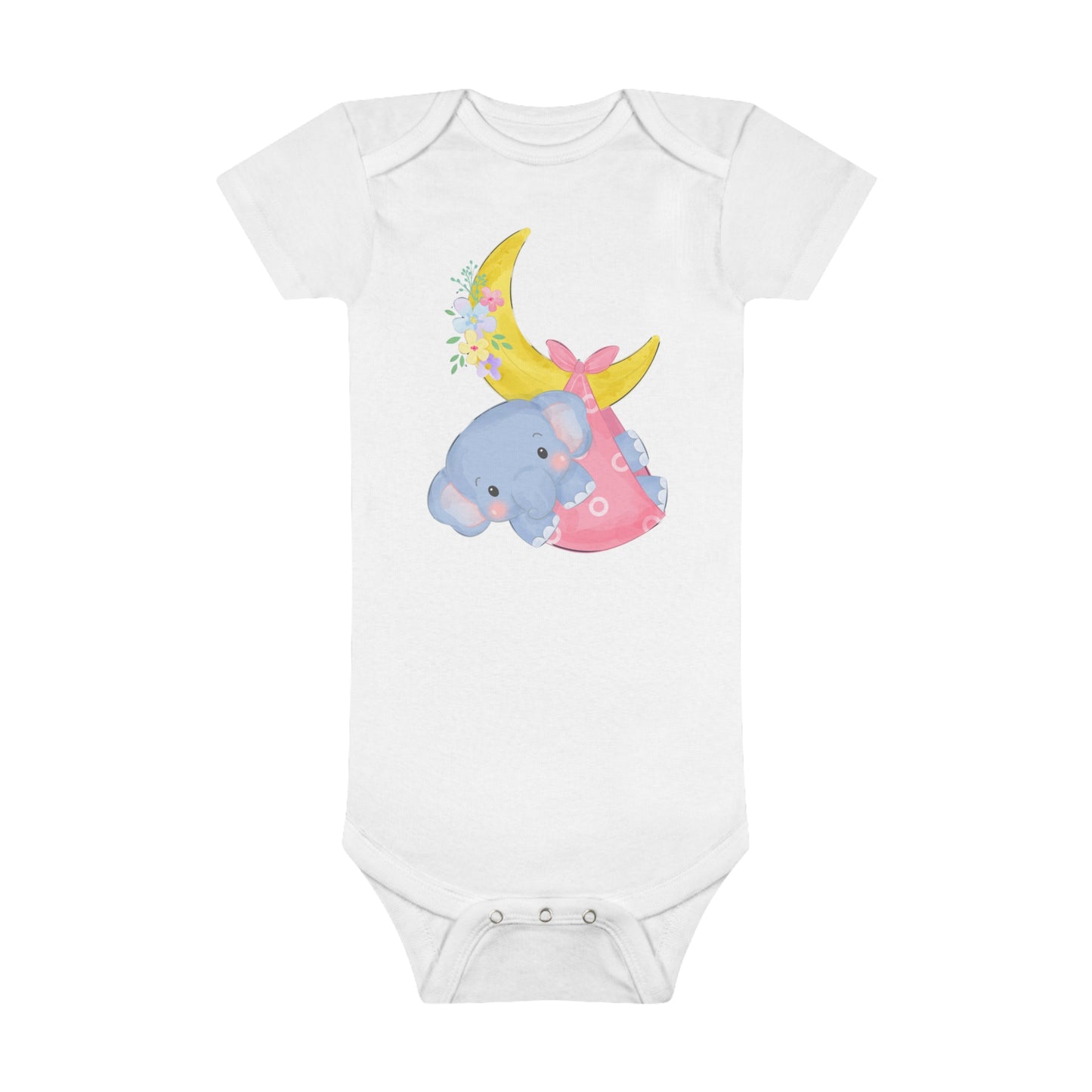 Elephant on the moon Onesie® Organic Baby Bodysuit