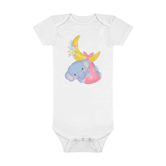 Elephant on the moon Onesie® Organic Baby Bodysuit