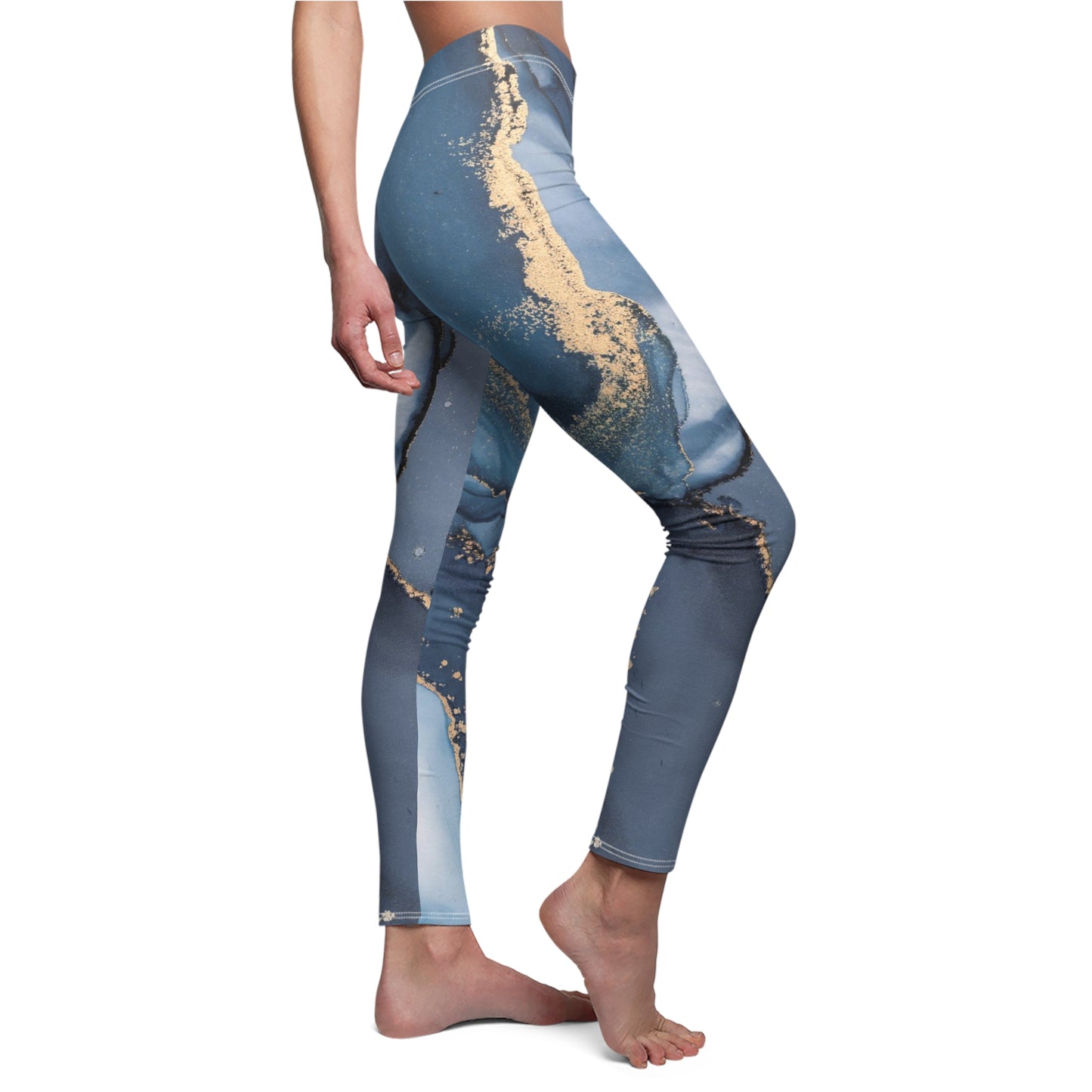 Blue Drawing Women's Cut & Sew Casual Leggings (AOP)