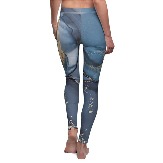 Blue Drawing Women's Cut & Sew Casual Leggings (AOP)