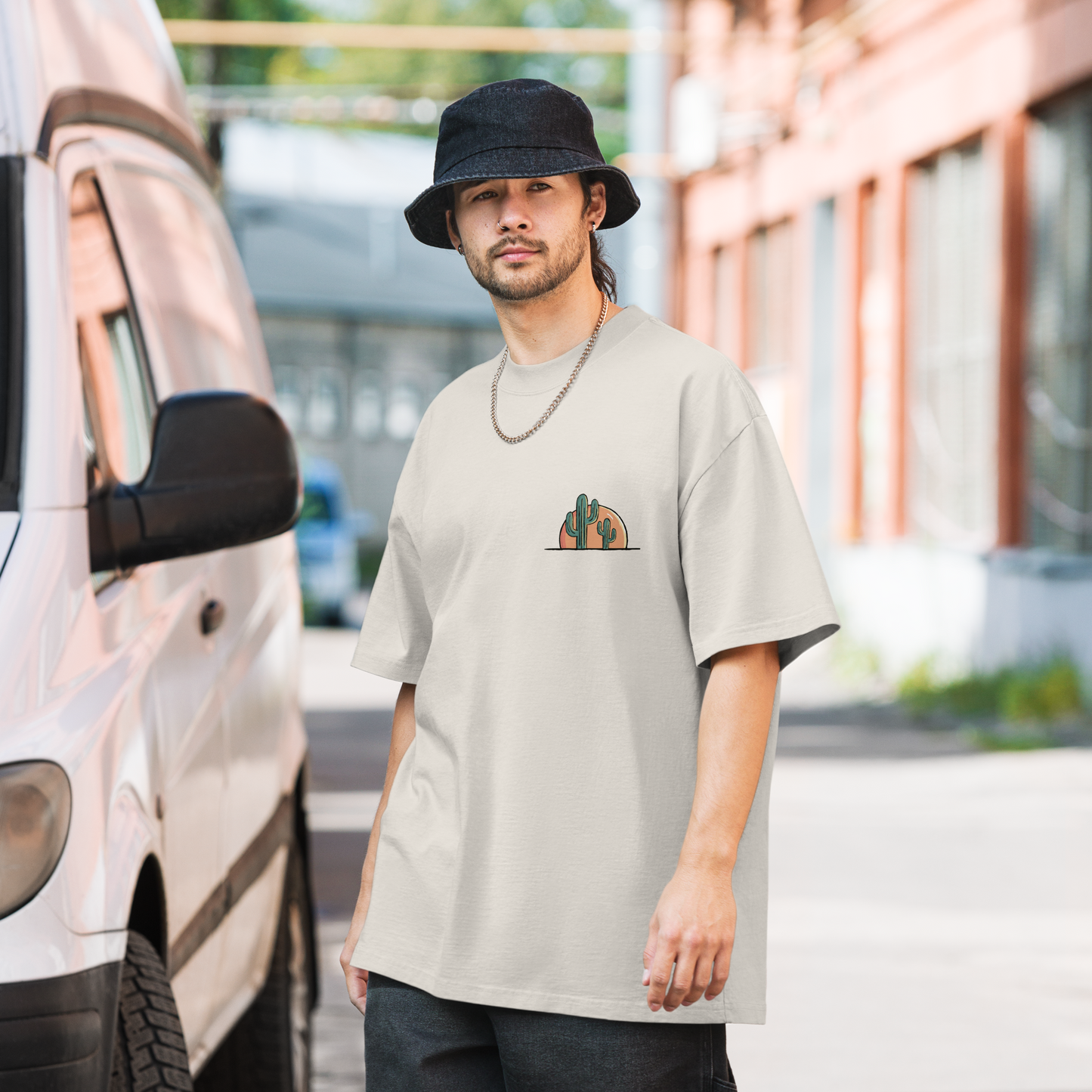 cactus Oversized faded t-shirt