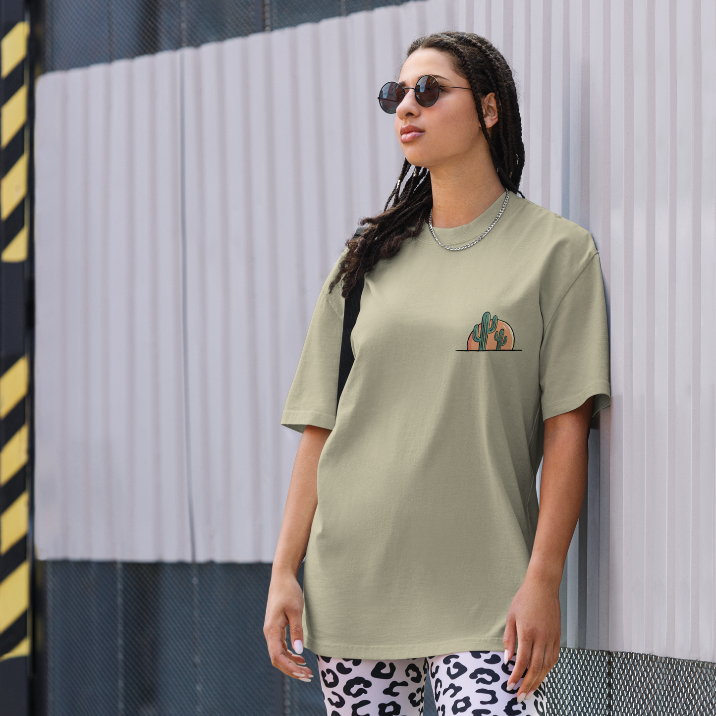 cactus Oversized faded t-shirt