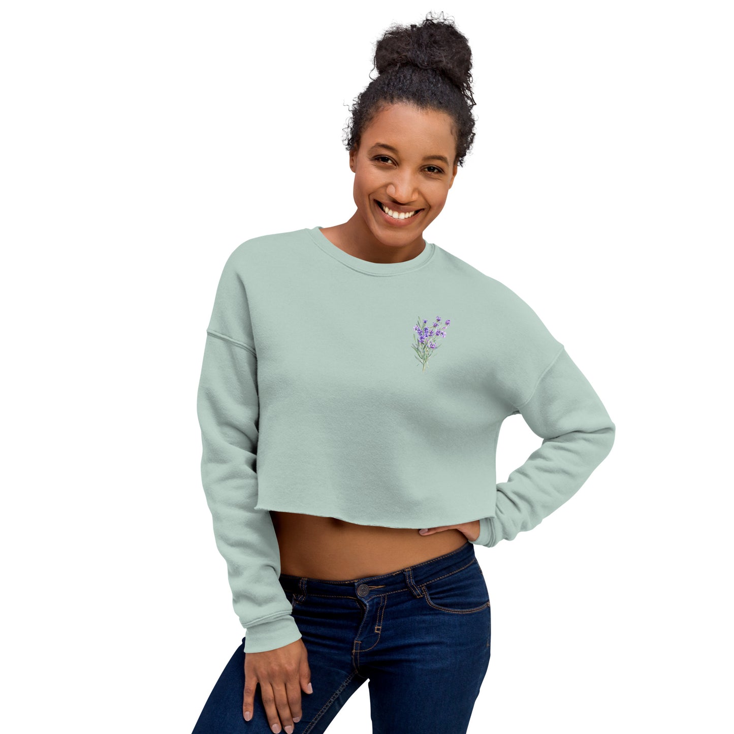 Lavender flowers Crop Sweatshirt