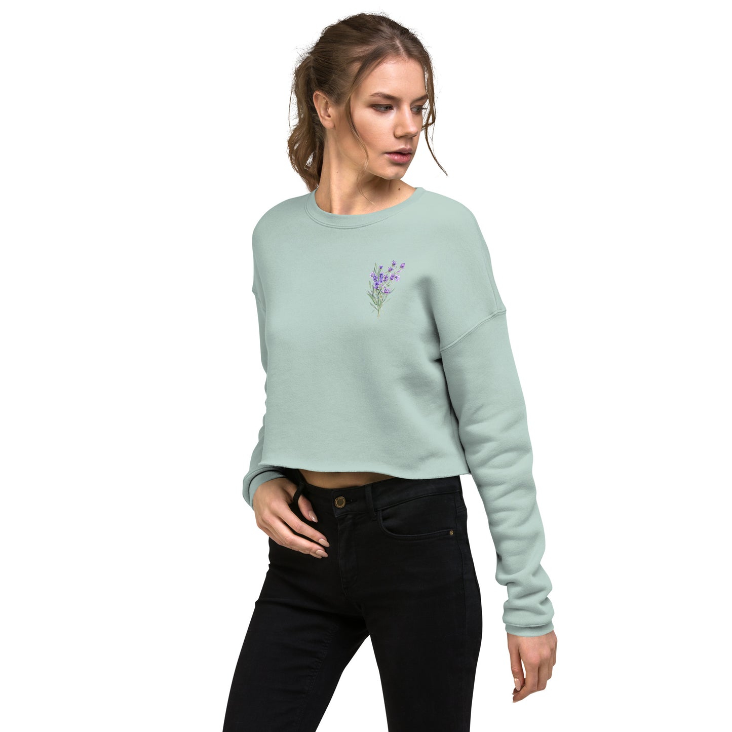 Lavender flowers Crop Sweatshirt