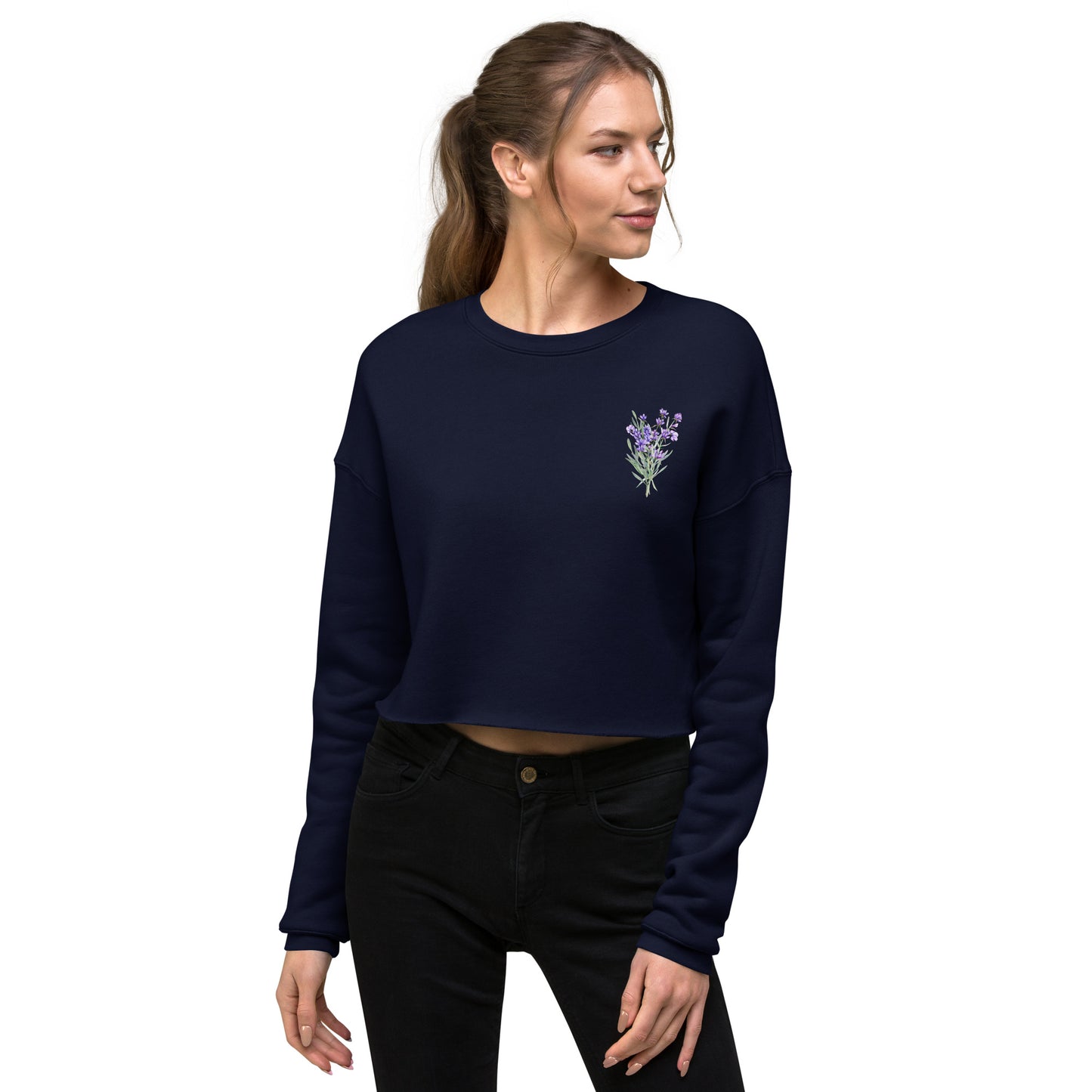 Lavender flowers Crop Sweatshirt