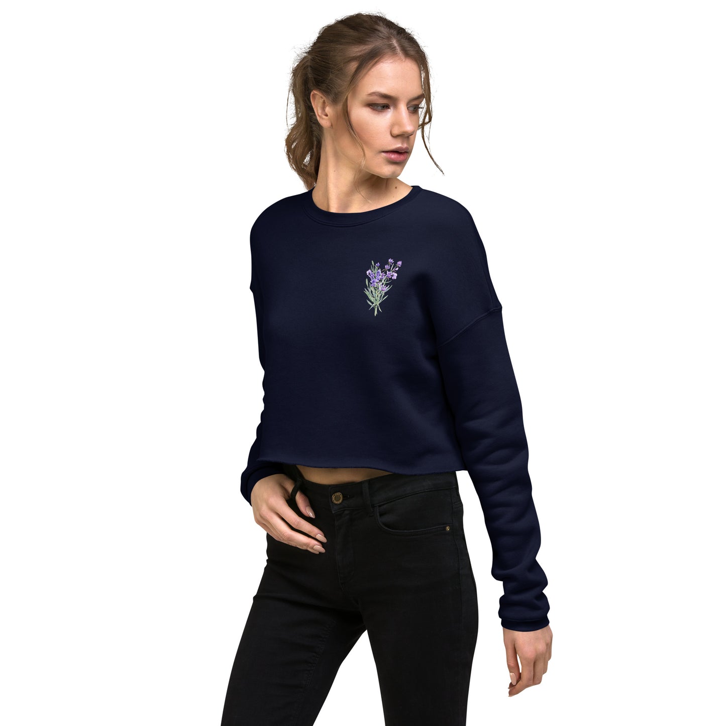 Lavender flowers Crop Sweatshirt